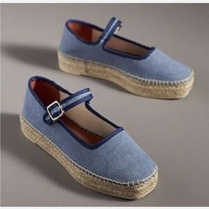 Stylish Blue Mary Jane Espadrille Flats